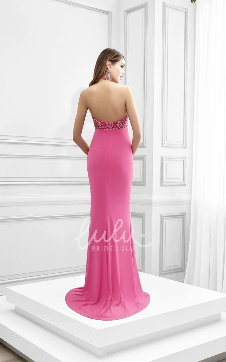 High Neck Beaded Jersey Maxi Prom Dress Classy 2025 Dress for Women