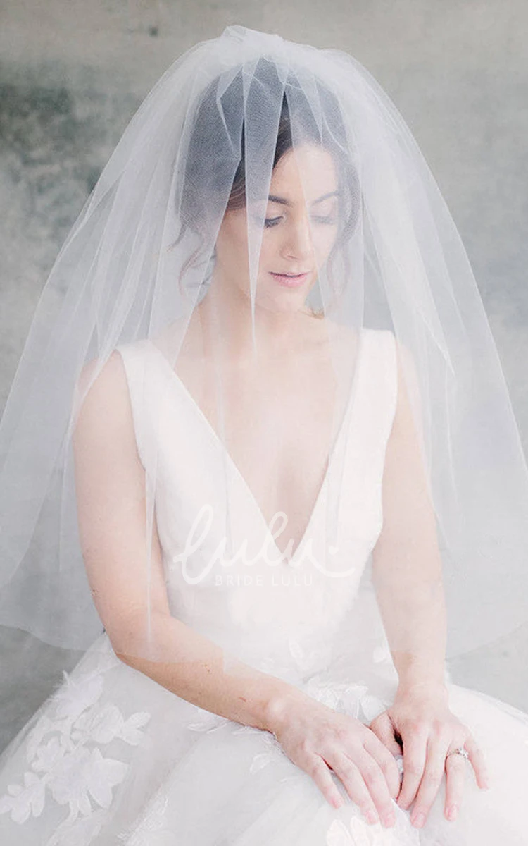 Fluffy Tulle Wedding Veil with Cute Charm