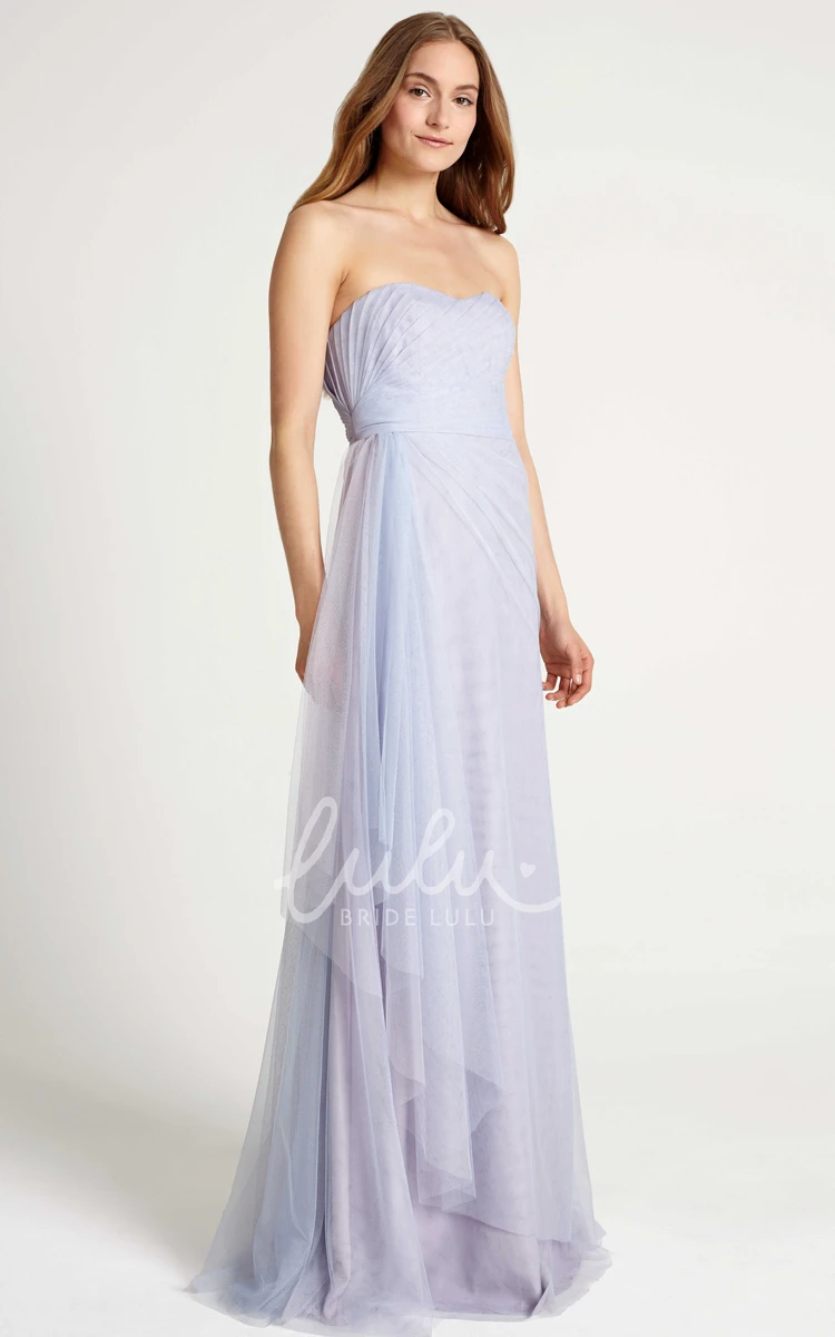 Side-Draped Strapless Tulle Bridesmaid Dress Modern Side-Draped Strapless Tulle Bridesmaid Dress