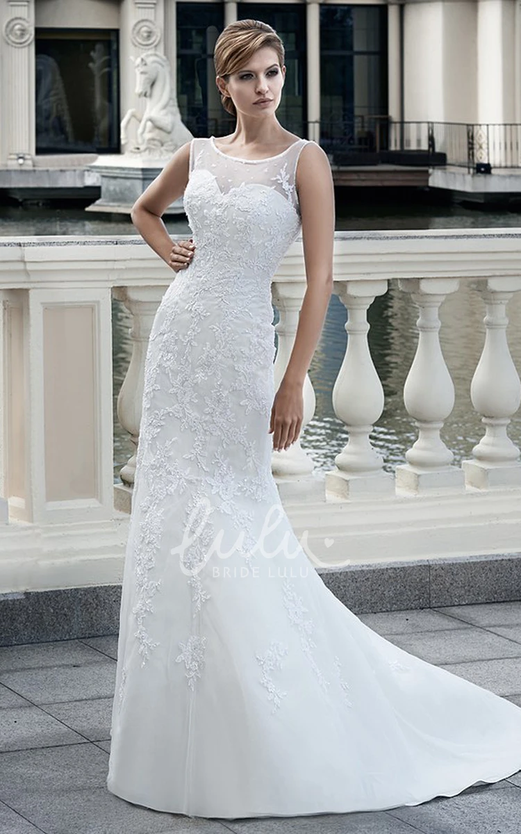 Sleeveless Sheath Lace Wedding Dress with Maxi Length