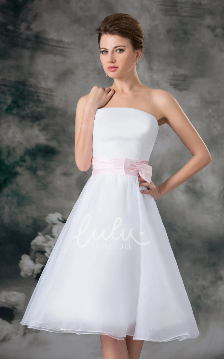 A-Line Formal Dress with Strapless Knee-Length and Bow Detail