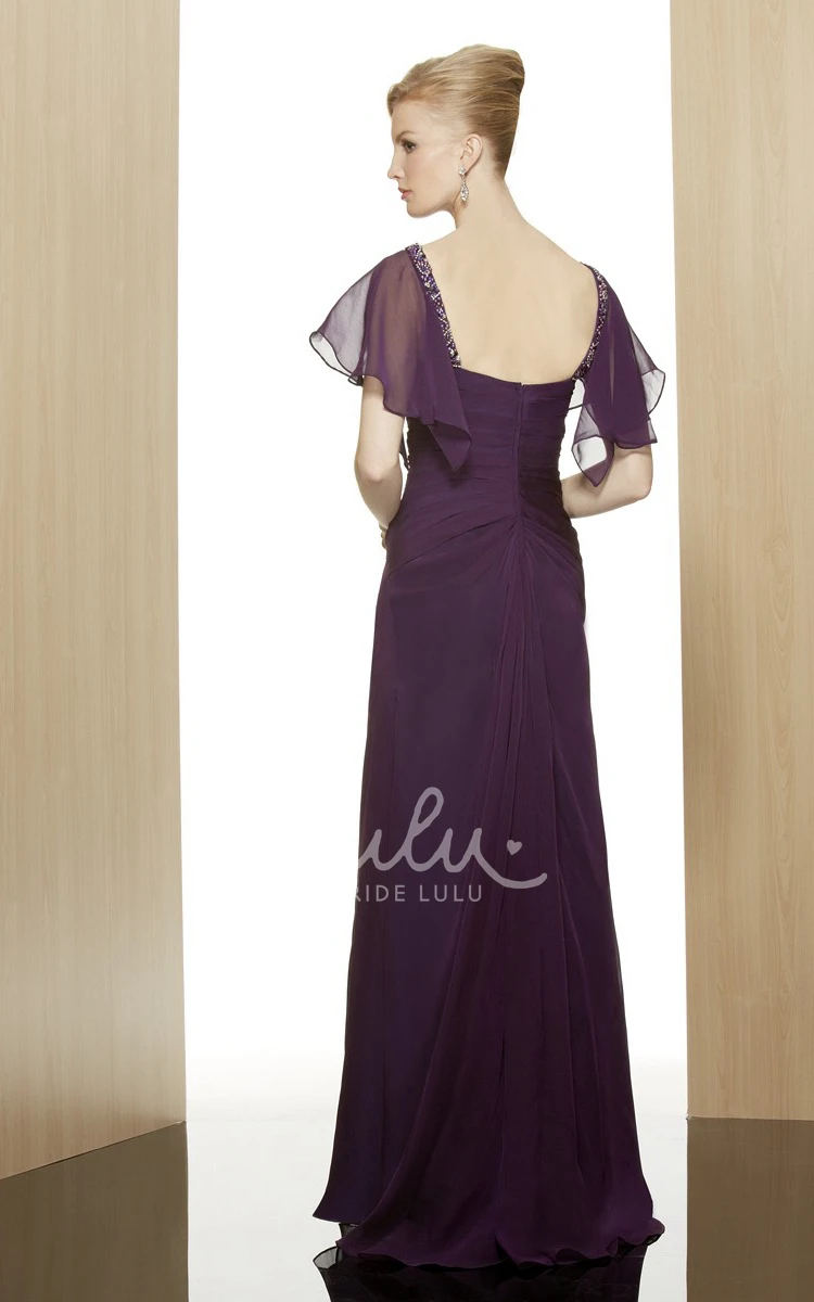 Sweetheart Chiffon Long Formal Dress with Beading and Side Draping