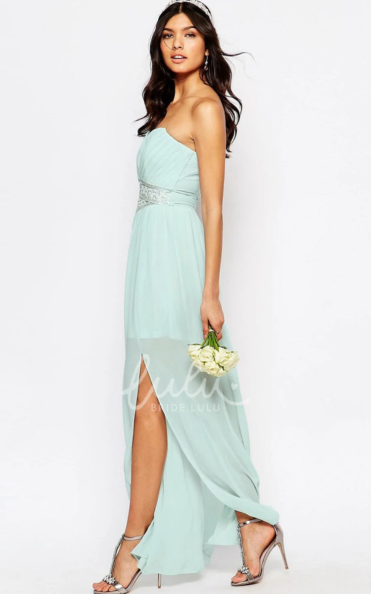 Sleeveless Criss-Cross Notched Chiffon Bridesmaid Dress Ankle-Length