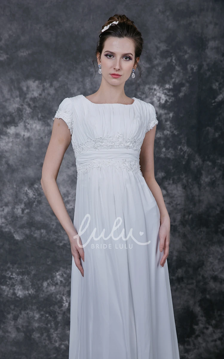 Lightweight Chiffon Ruched Wedding Dress with Simple Top