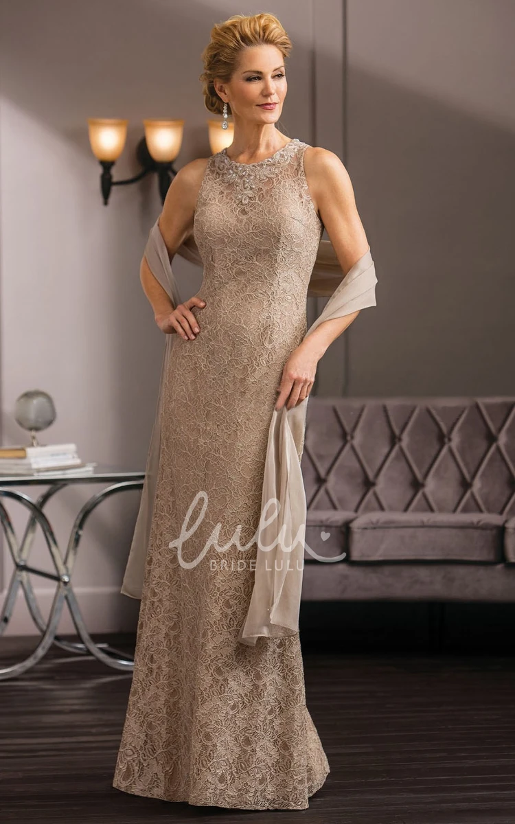 Sleeveless High-Neck Lace Gown with Shawl Modern Formal Dress