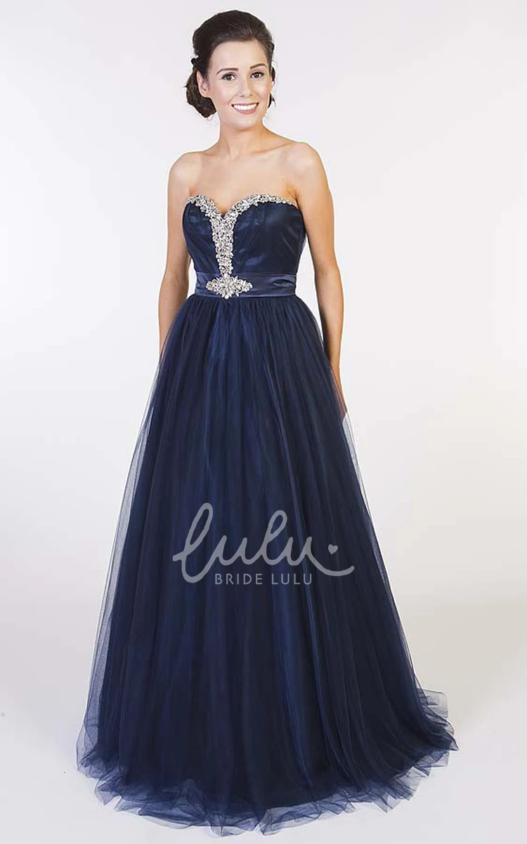 A-Line Tulle Prom Dress with Sweetheart Neckline and Beaded Bodice