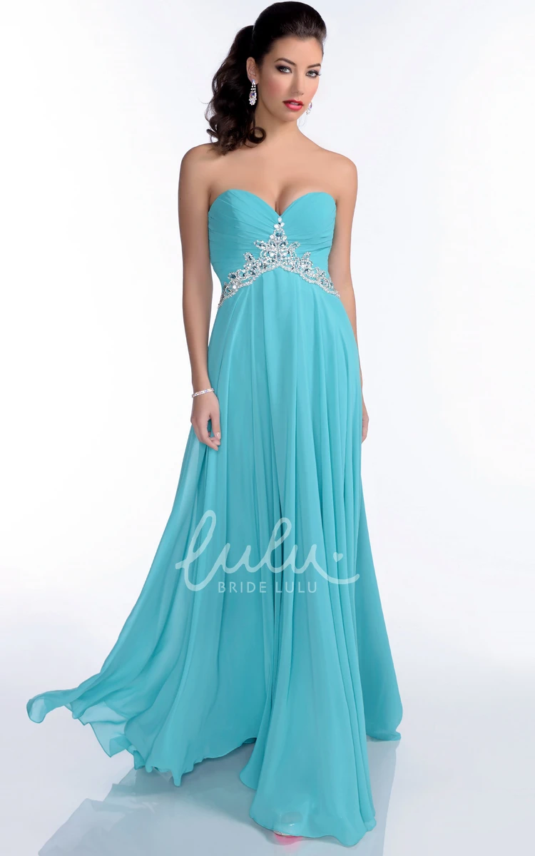 Empire Crystal Chiffon Prom Dress A-Line Women's Formal Gown