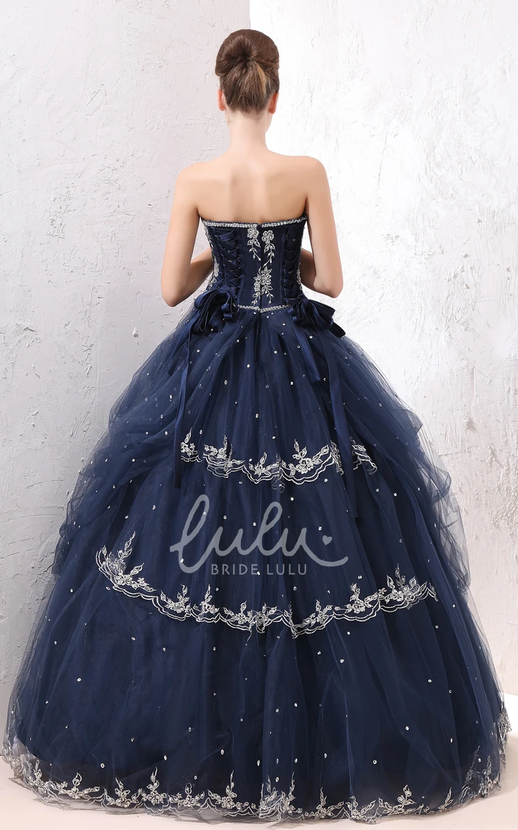 Princess Ball Gown Tulle Prom Dress with Appliques Exquisite Prom Dress