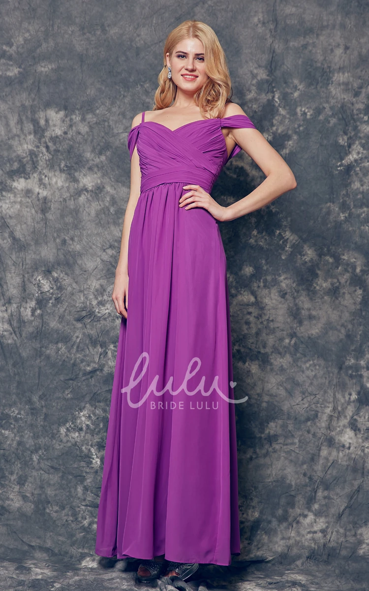 Ruched A-line Chiffon Bridesmaid Dress with Spaghetti Straps Flowy & Classy