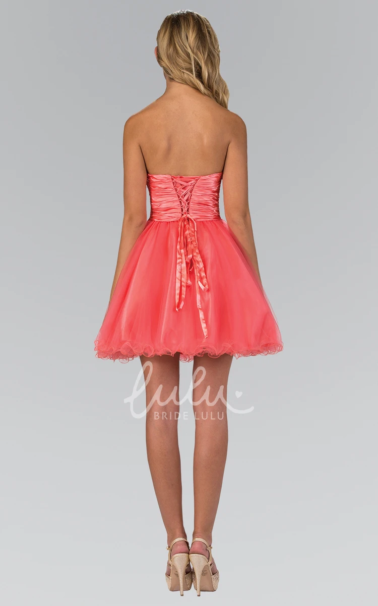 Lace Corset Back A-Line Prom Dress with Strapless Neckline