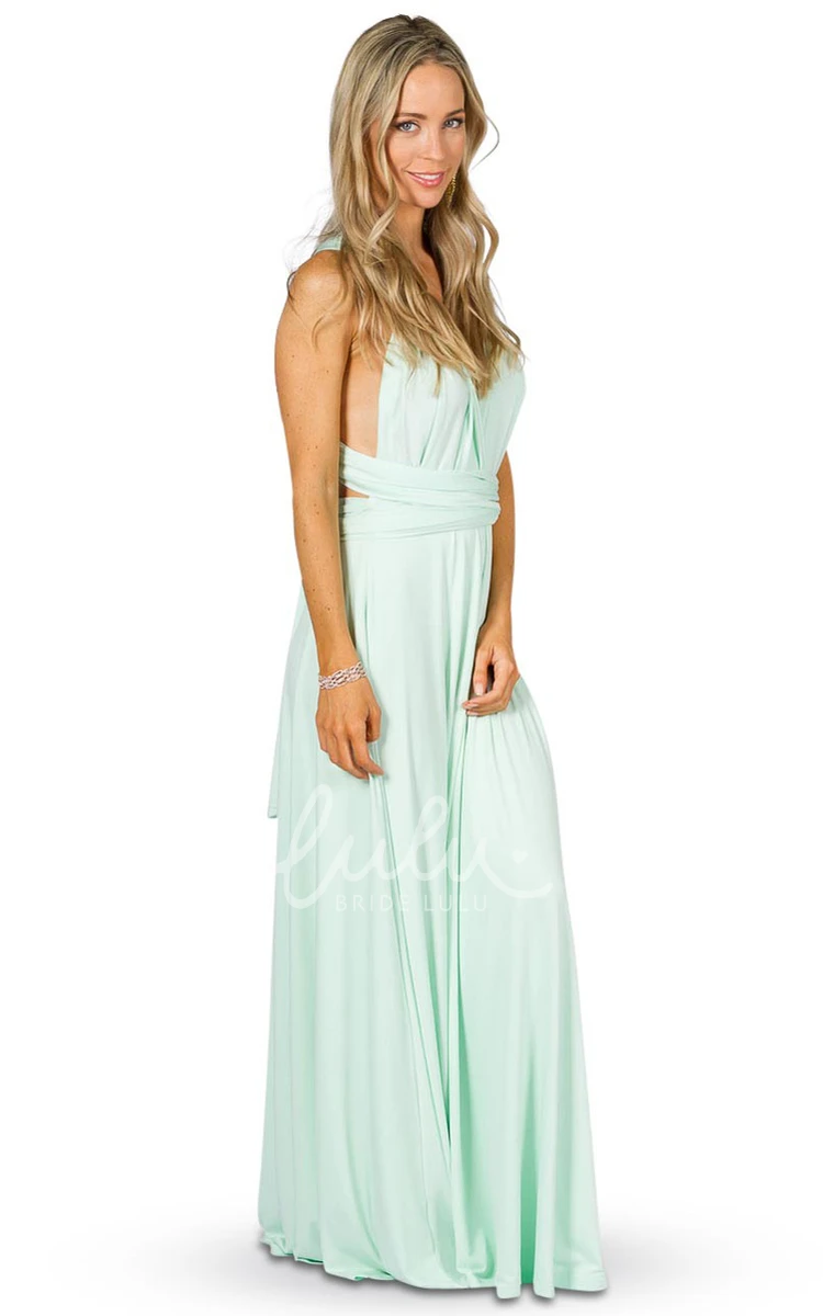 Strappy Sleeveless Ruched Chiffon Bridesmaid Dress Convertible Design