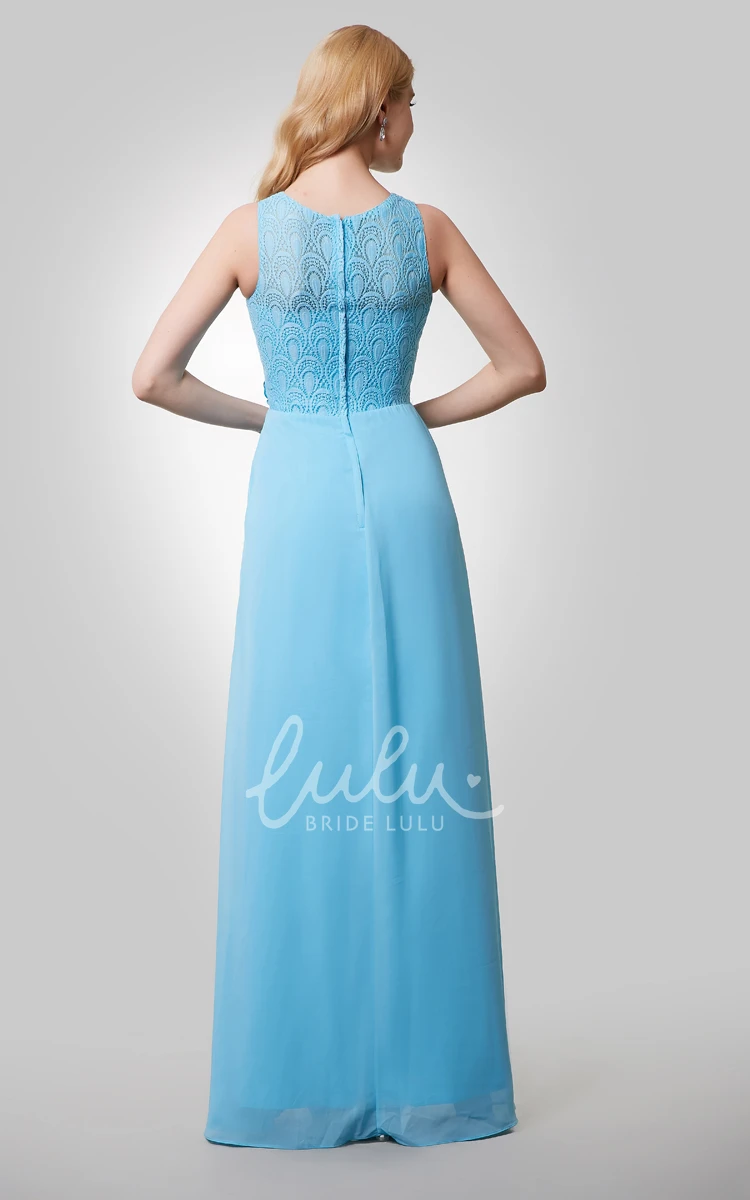 Beaded Flowers A-Line Sleeveless Bridesmaid Dress