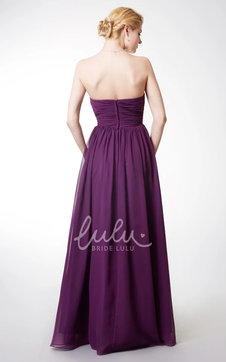 Bridesmaid Dress Strapless Empire Ruched Chiffon Sleeveless Elegant