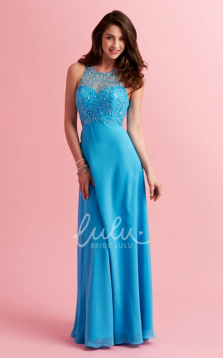 Jersey Keyhole Beaded Sheath Bridesmaid Dress with Scoop Neck