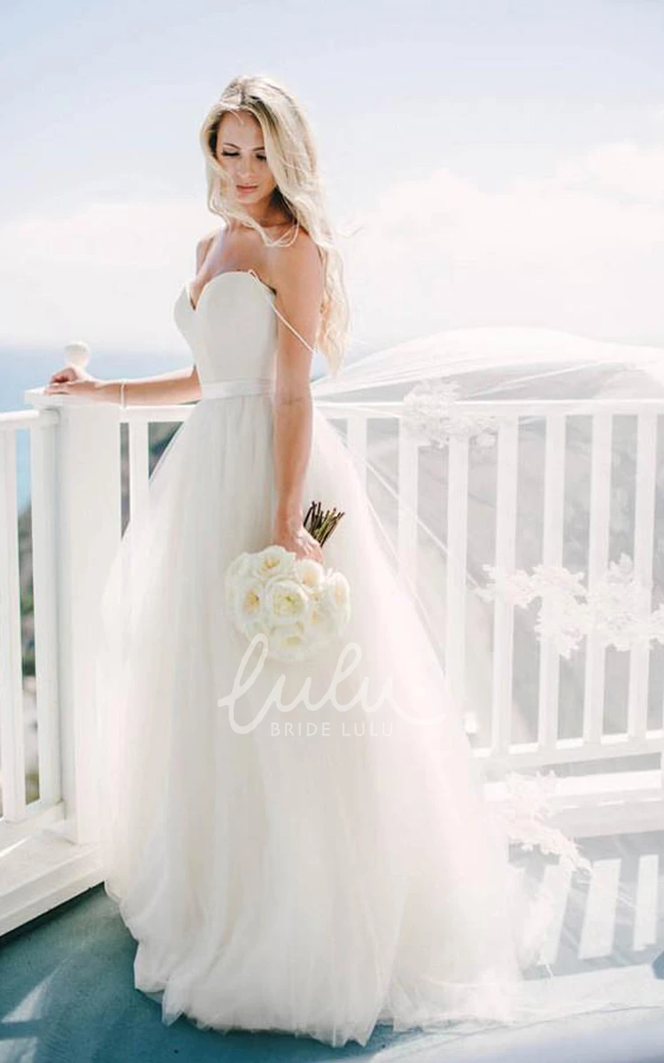 Tulle Spaghetti Strap Ball Gown Wedding Dress with Zipper