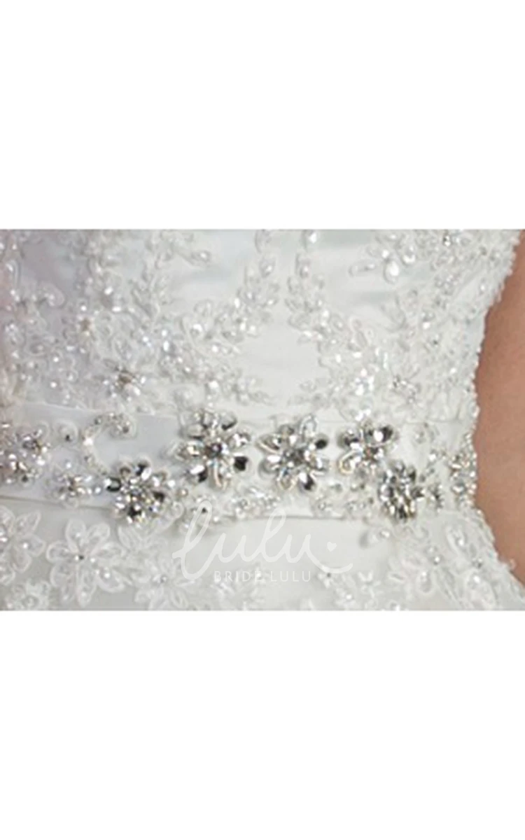 Embroidered Crystal Waist Ball Gown Wedding Dress with Sweetheart Neckline