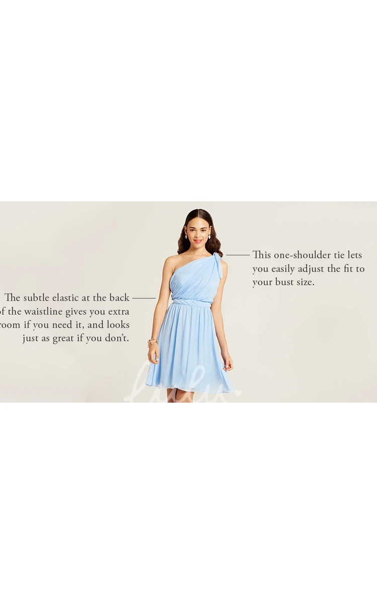 Short One-Shoulder Ruched Sleeveless Chiffon Bridesmaid Dress Flowy One-Shoulder Ruched Chiffon Bridesmaid Dress