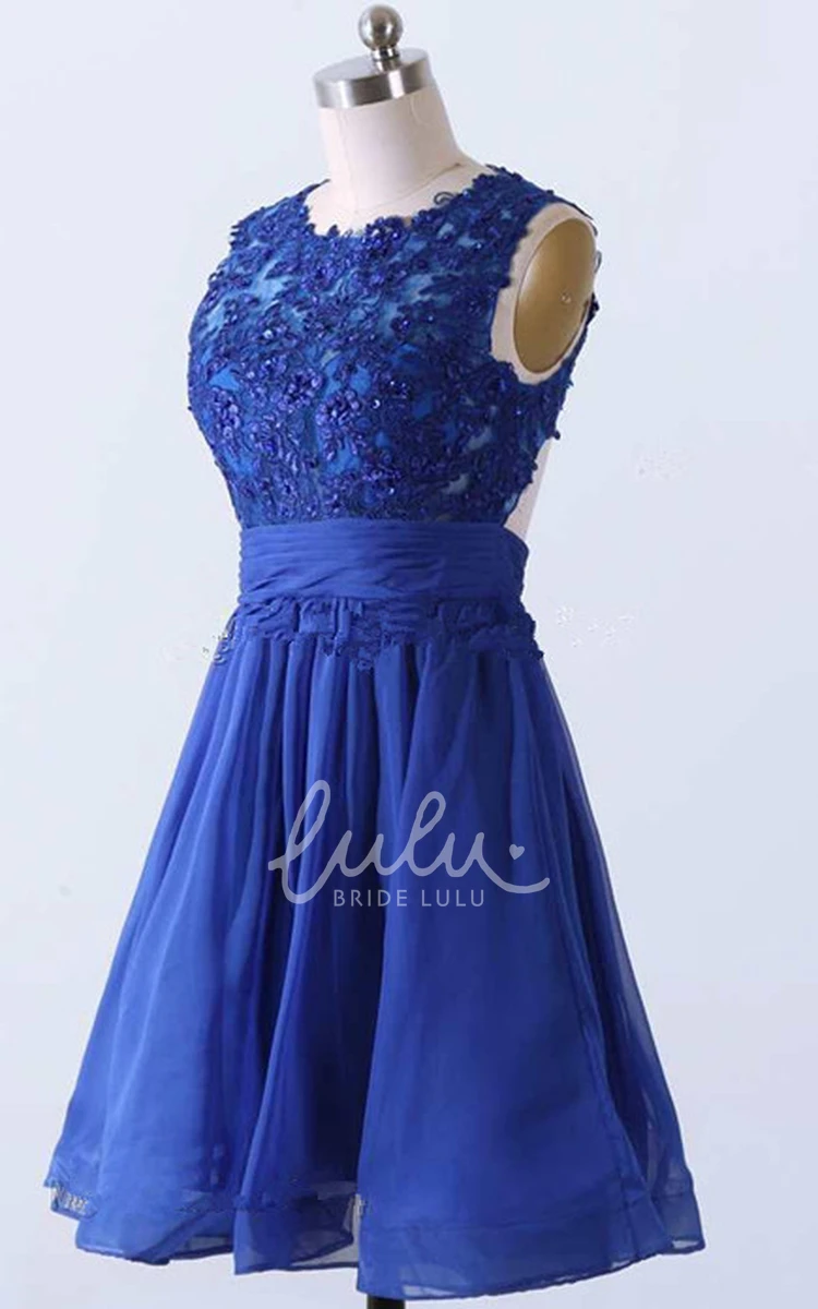 A-line Prom Dress with Appliques and Keyhole Back