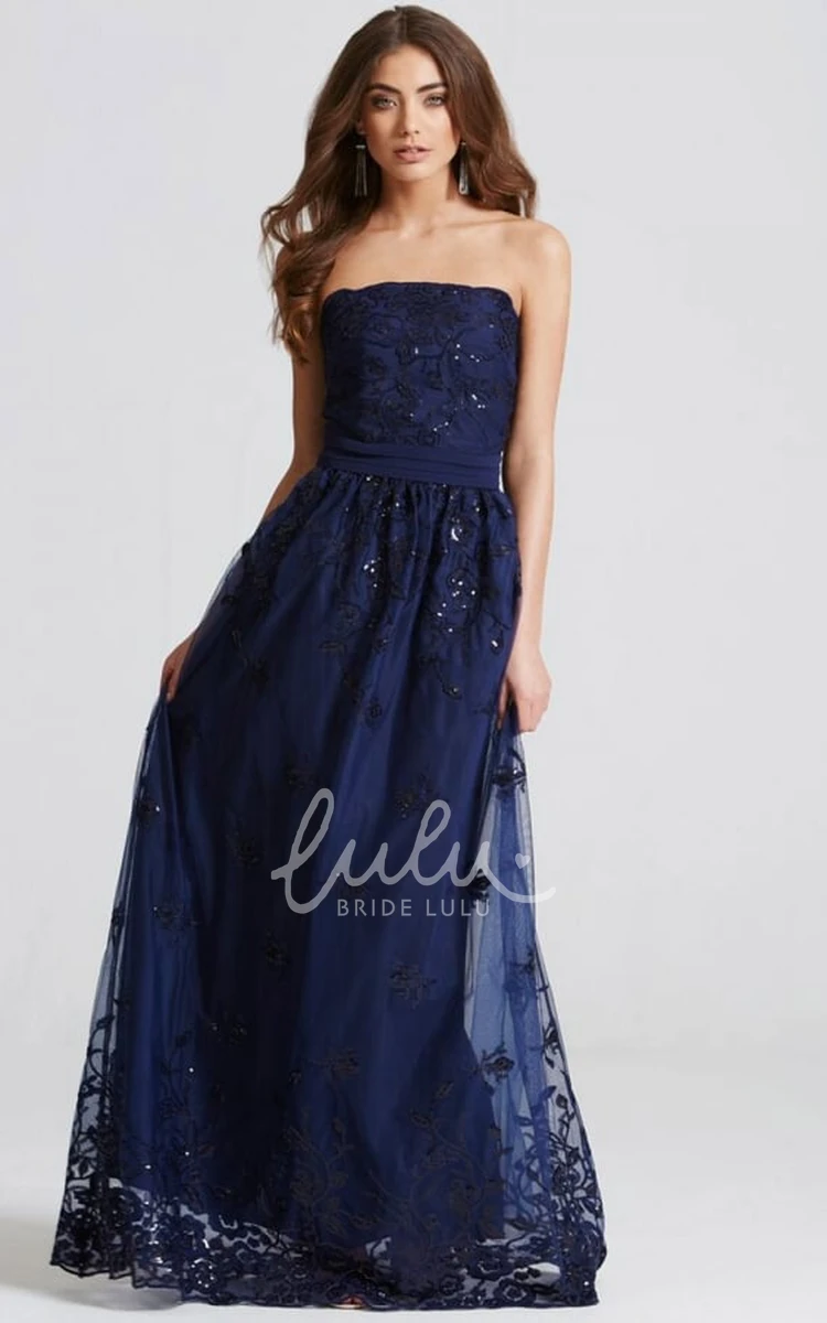 Appliqued Chiffon Bridesmaid Dress Strapless Beading