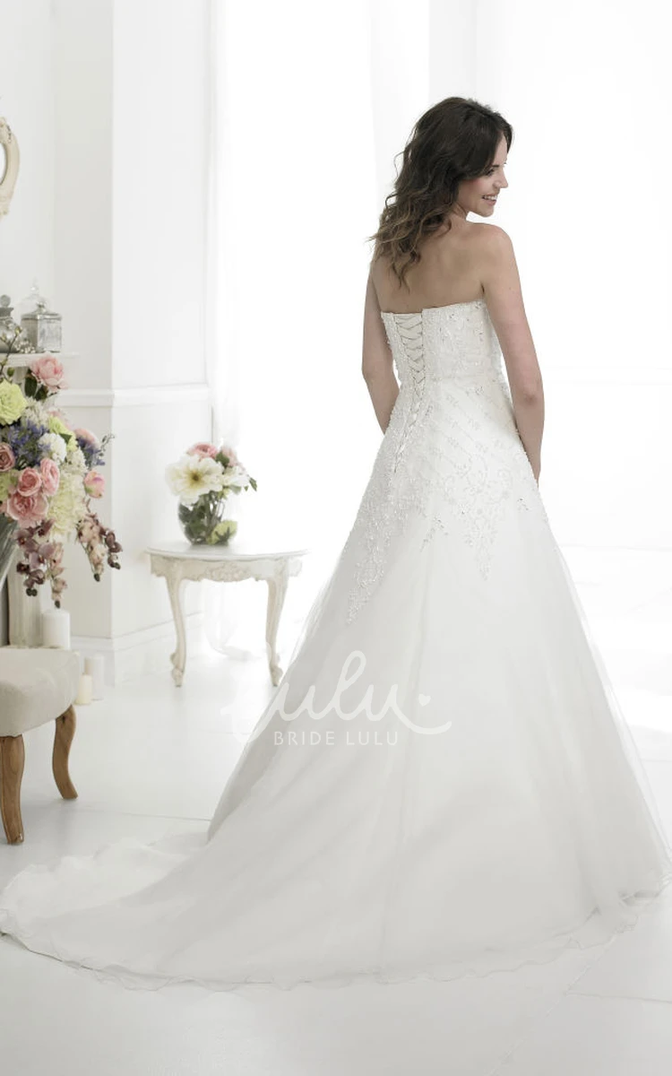 Sweetheart Tulle Wedding Dress A-Line Maxi Appliqued Sleeveless