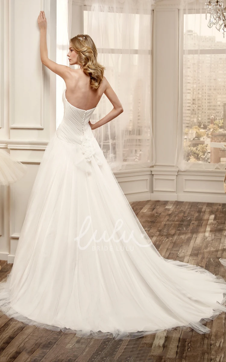 Long Wedding Dress with Sweetheart Neckline Bandage Pleats and Ruched Skirt Modern