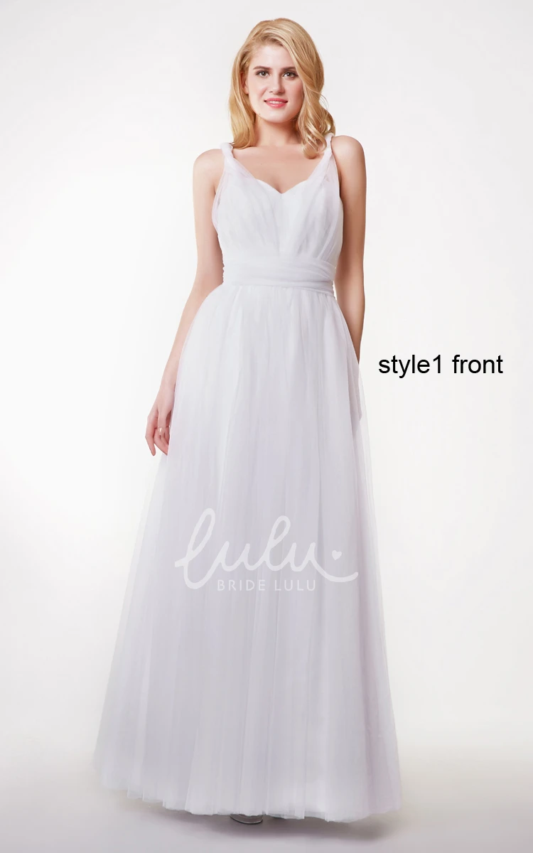 Convertible Sweetheart Tulle Bridesmaid Dress with Pleats