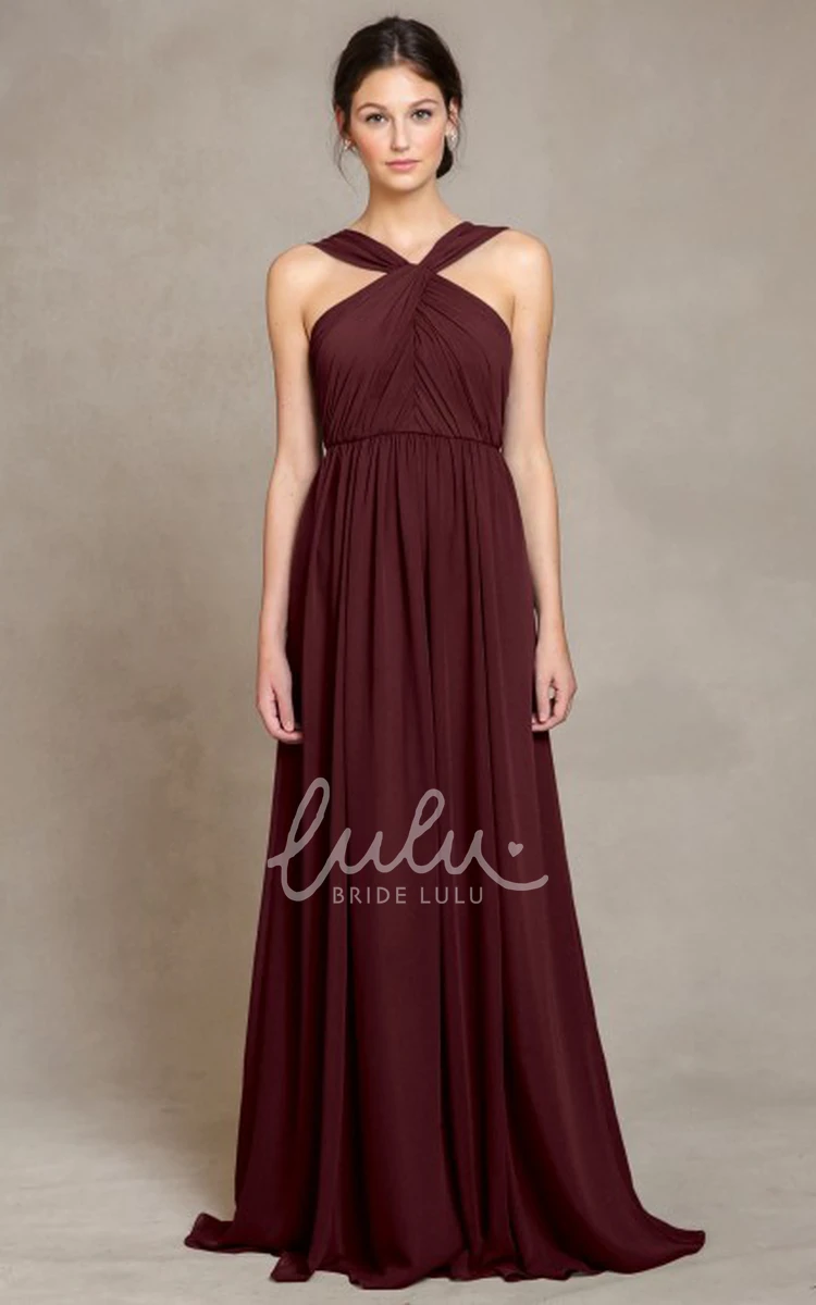 Maxi Chiffon Ruched Bridesmaid Dress with Straps Stunning Bridesmaid Dress 2024