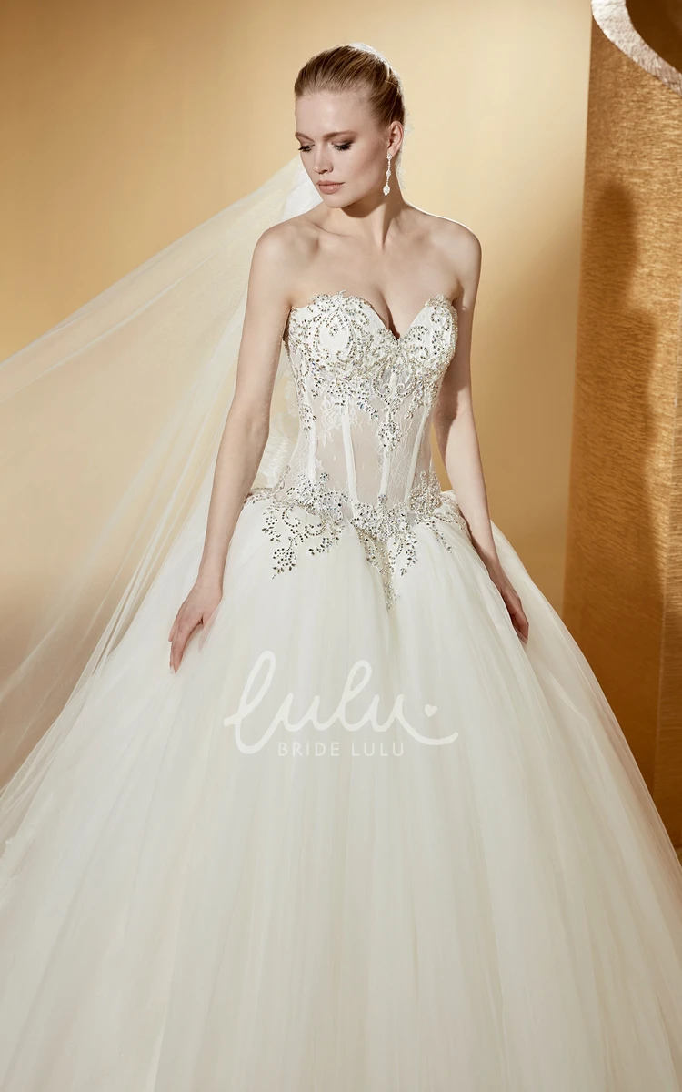 Sleeveless Ball Gown with Beaded Corset and Lace-Up Back Chic and Elegant