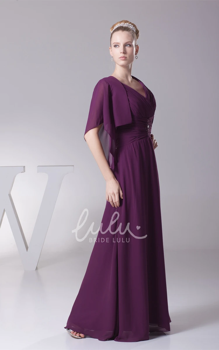 Chiffon Maxi Evening Dress with Bolero and Criss-Cross