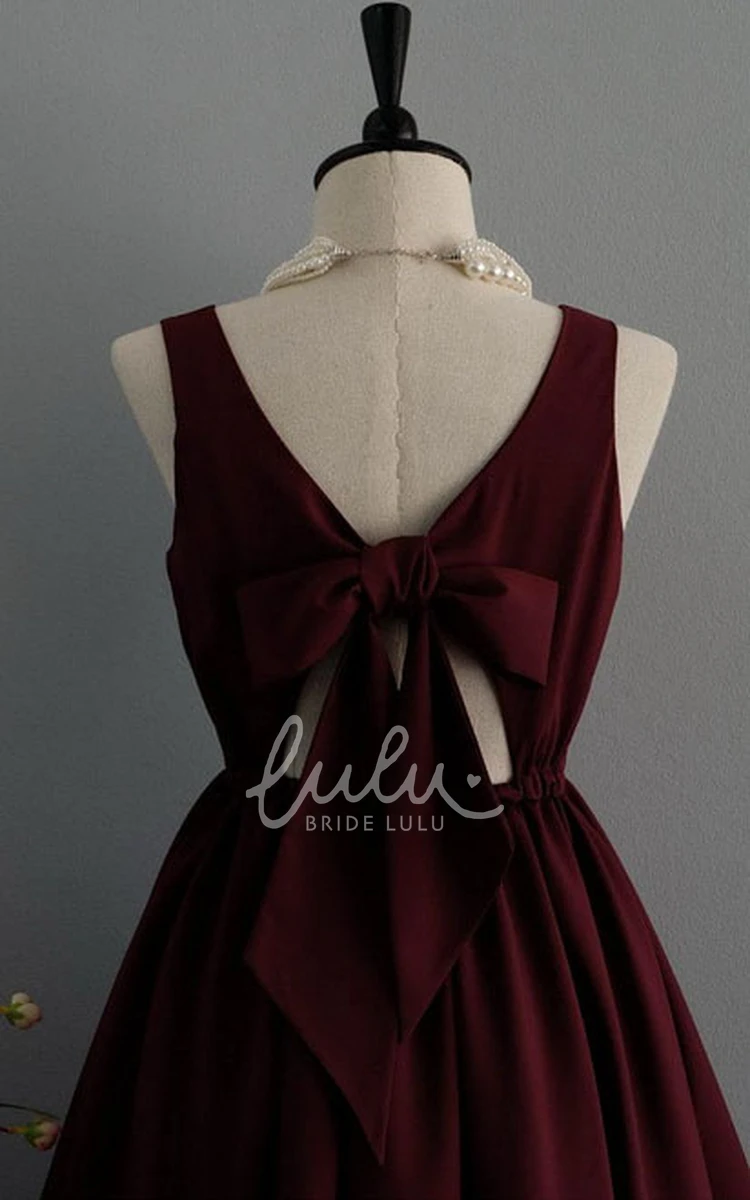 Sleeveless Satin A-line Formal Dress with Bow Sweet & Elegant