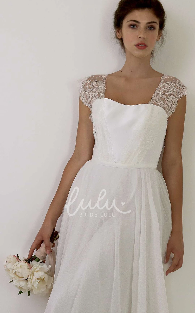 Casual Scoop Tulle Sleeveless Wedding Dress With Bow A-line