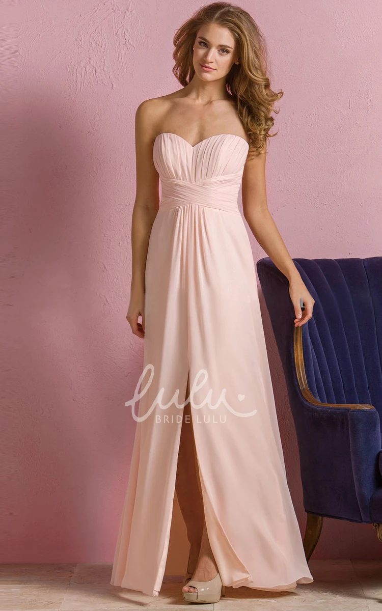 Empire A-Line Bridesmaid Dress with Sweetheart Neckline and Front Slit