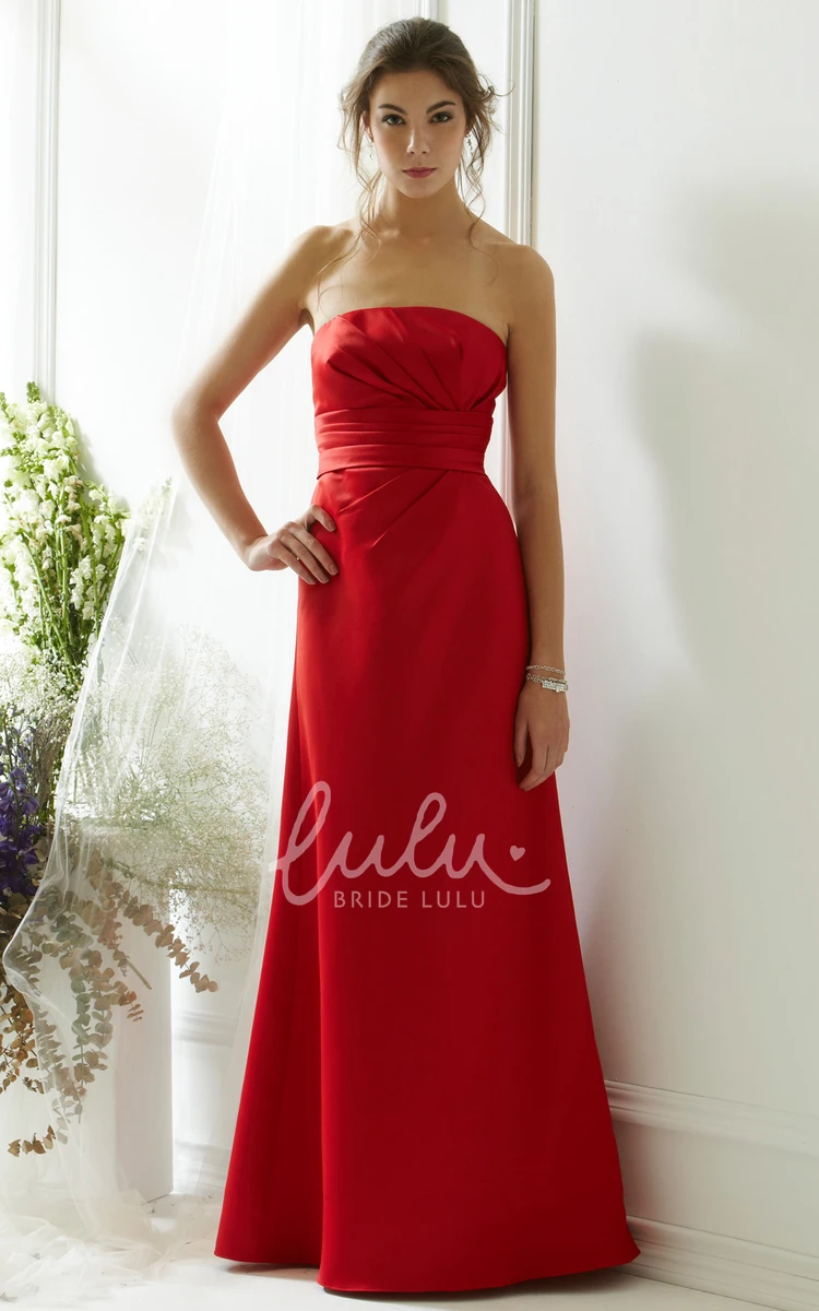 Strapless Satin Bridesmaid Dress with Ruched Bodice Classy Dress for Bridesmaids