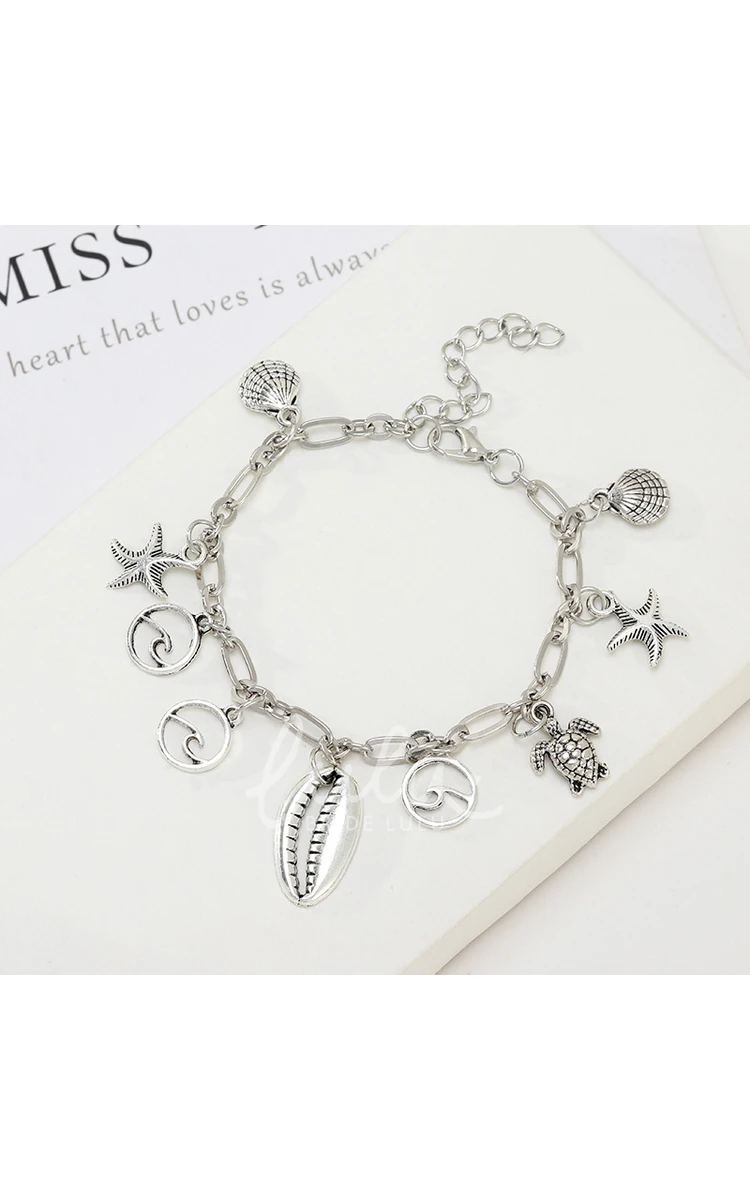 Beach Wedding Cute Anklet with Shell Starfish and Sea Turtle