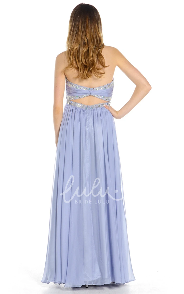 Chiffon Sweetheart Prom Dress Sleeveless Floor-Length Beaded