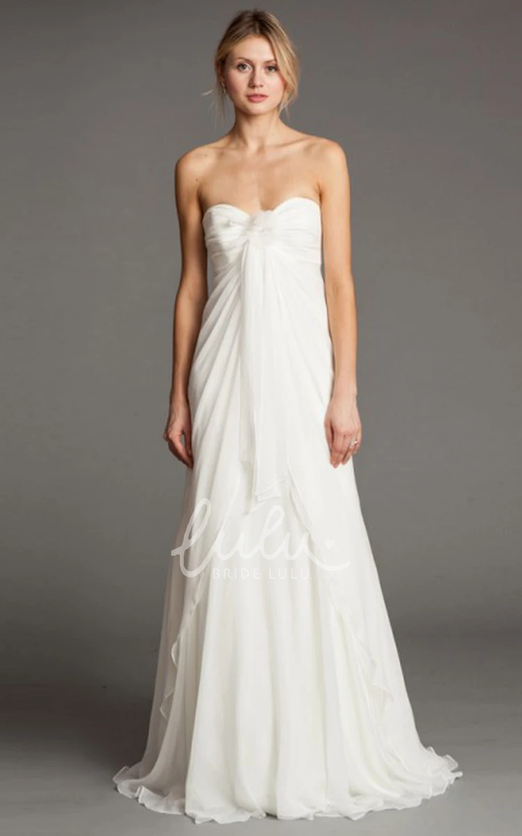 Empire Sweetheart Chiffon Wedding Dress Sleeveless Ruched Long Sheath with Draping