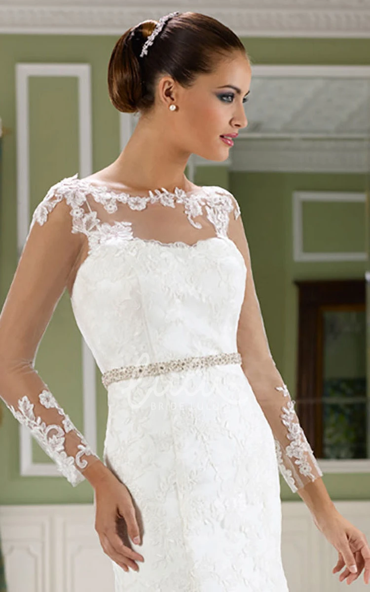 Lace Sleeveless Wedding Dress with Deep-V Back and Court Train Trumpet Floor-Length