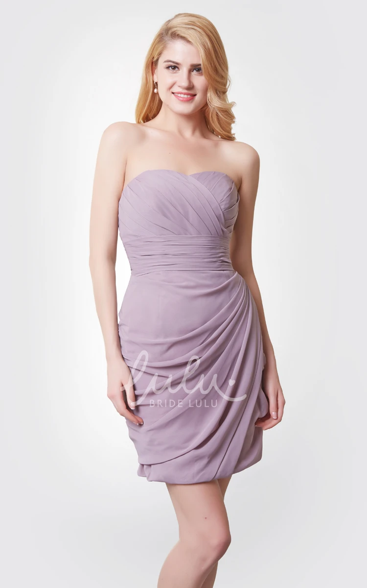 Sweetheart Chiffon Mini Dress with Side Draping Lovely & Flowy