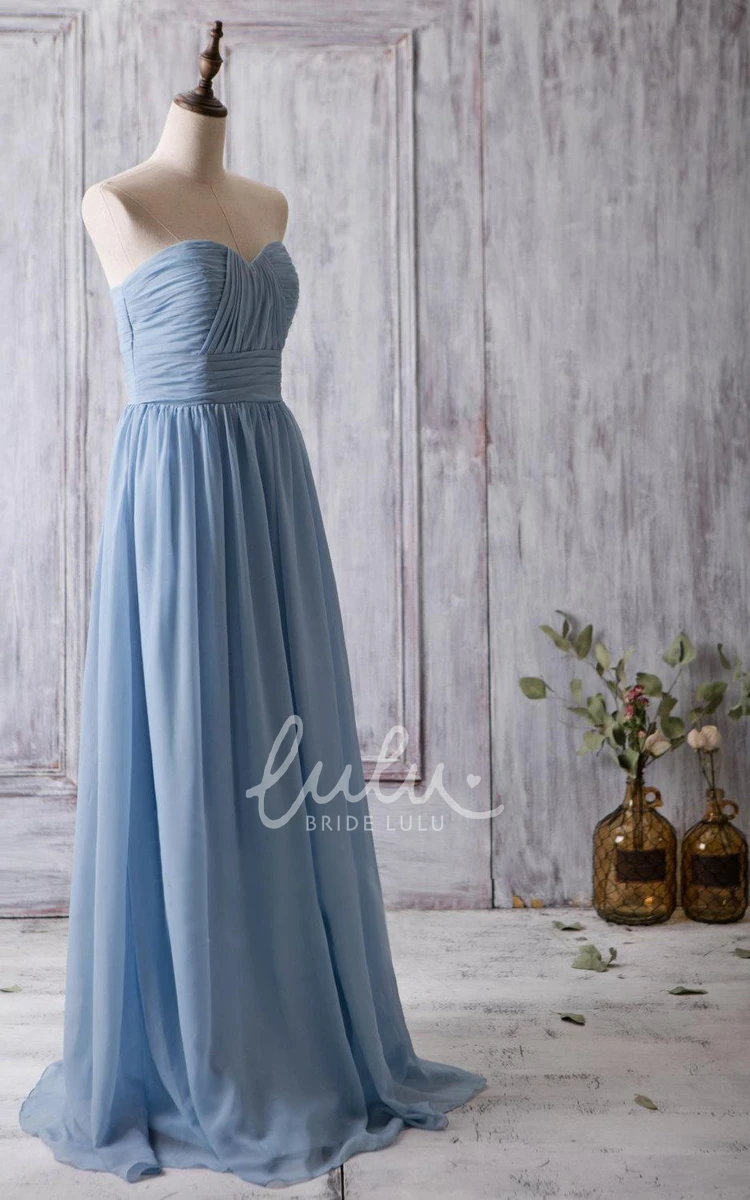 A-line Chiffon Bridesmaid Dress with Sweetheart Neckline and Pleats