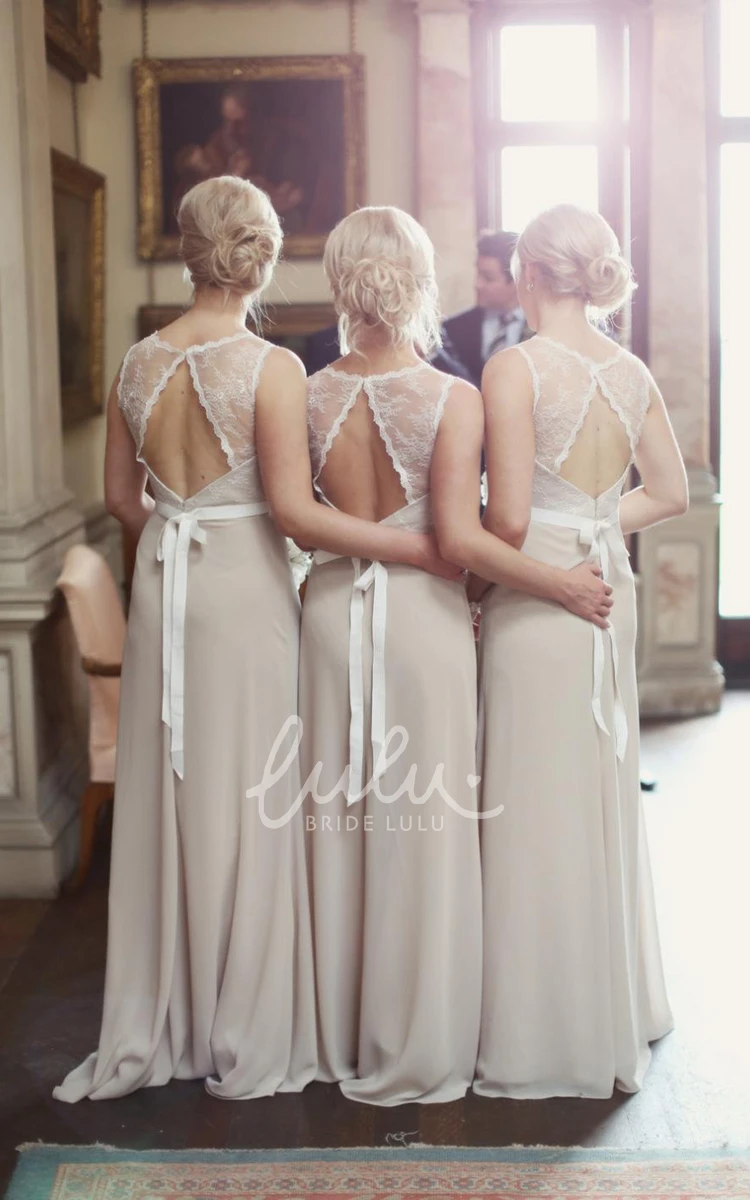 Bowknot A-line Bridesmaid Dress Modern Illusion Zipper 