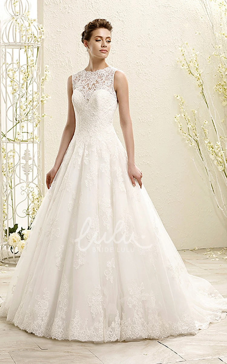 Maxi Lace A-Line Wedding Dress Sleeveless High-Neck