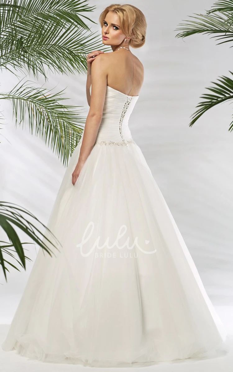 Sweetheart A-Line Tulle Wedding Dress with Criss-Cross and Waist Jewelry