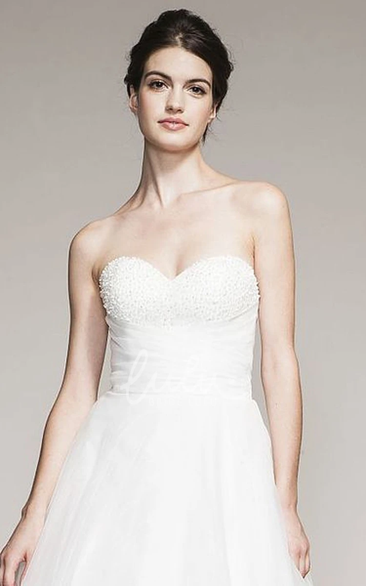 Tulle Sweetheart Wedding Dress with Beading and Pleats Long