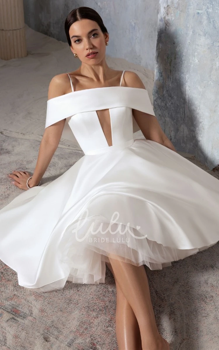 Simple Satin Wedding Dress with Ruching A Line Off-the-shoulder