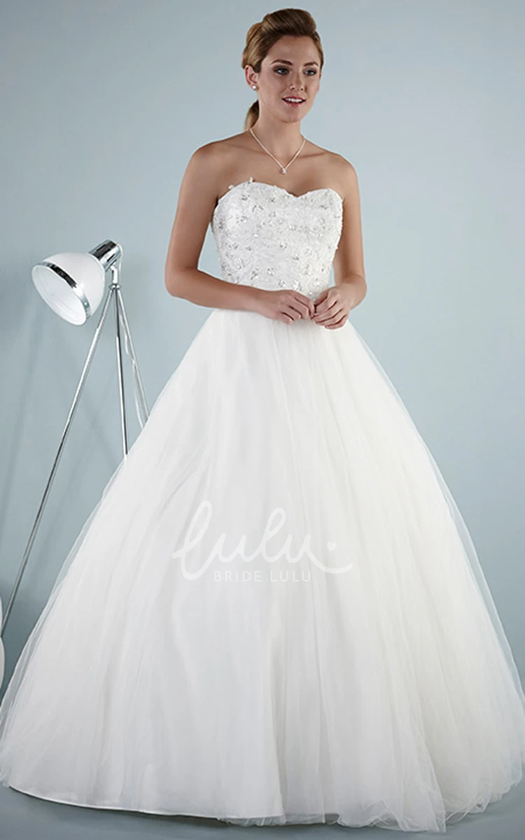 Sleeveless Beaded Tulle Wedding Dress with Lace-Up A-Line Sweetheart