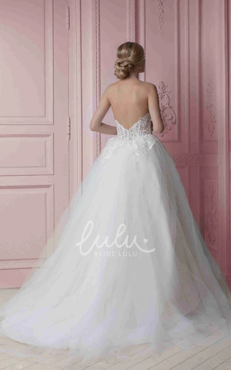 Appliqued Sleeveless A-Line Tulle Wedding Dress Long Bridal Gown