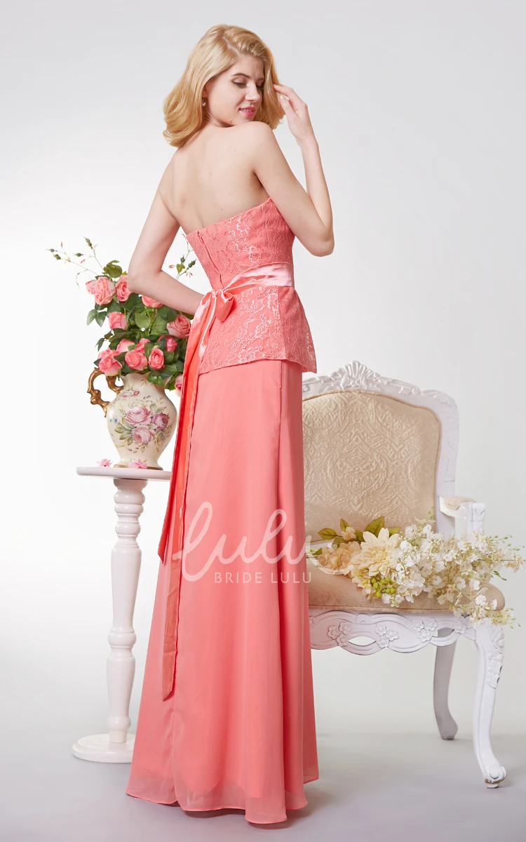 Backless A-line Chiffon Bridesmaid Dress with Lace and Sash