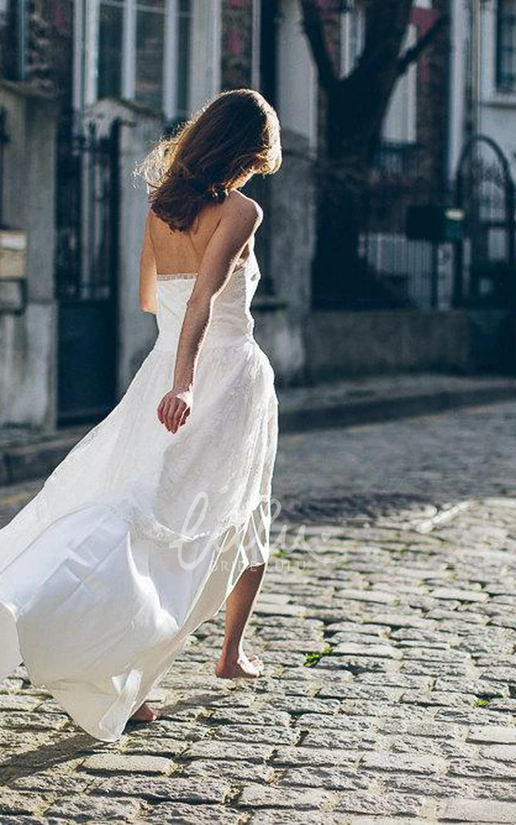 Boho Satin and Lace High-Low Wedding Dress Unique Style