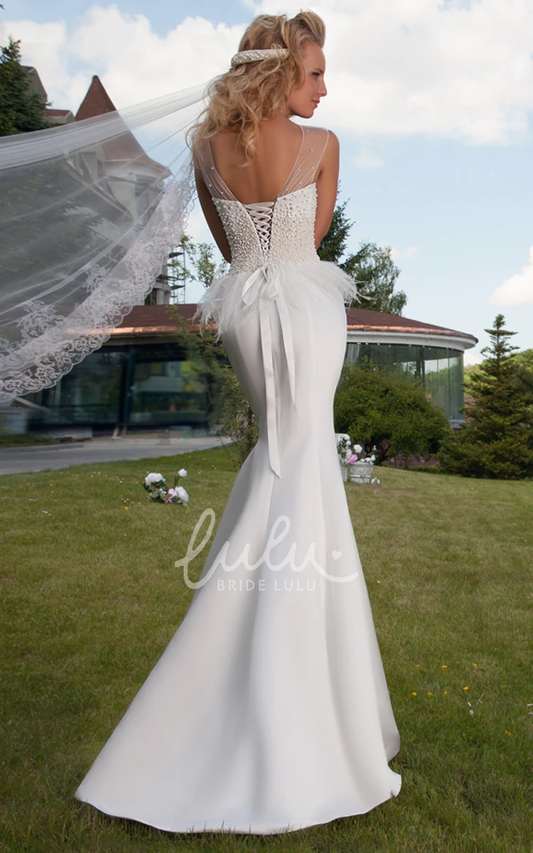 Beaded Jersey Wedding Dress with Lace-Up Jewel Floor-Length