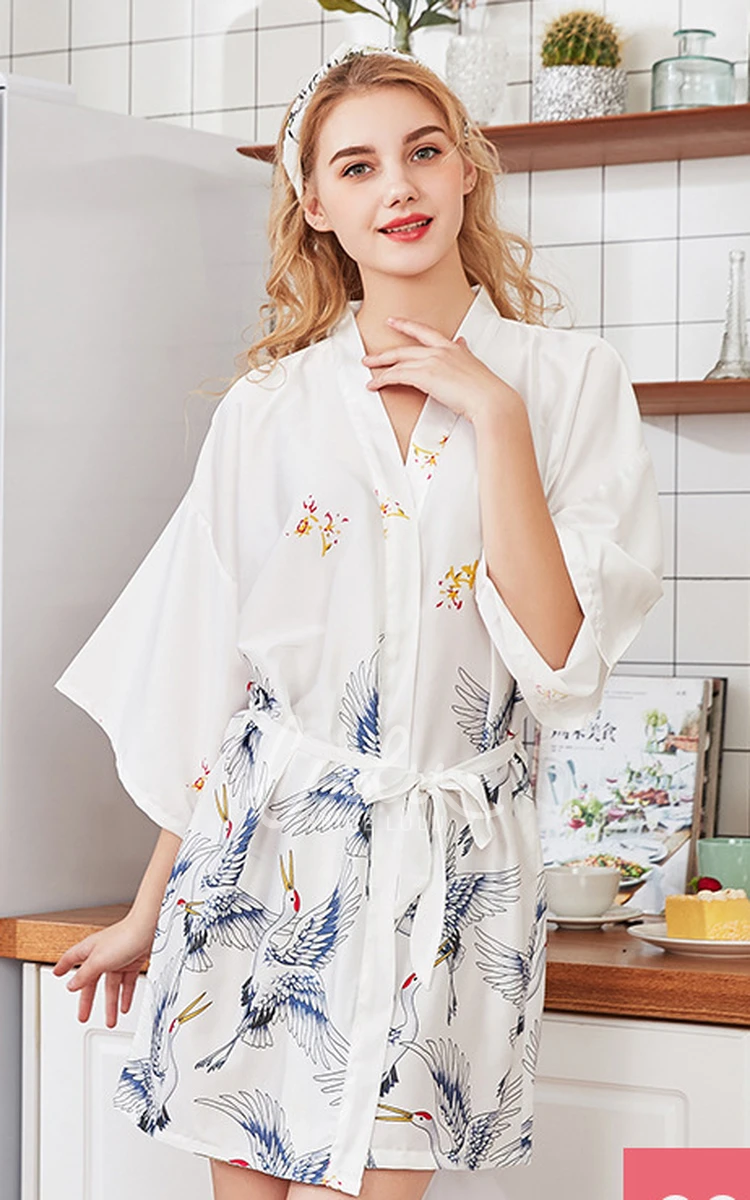 Floral Bride Bridesmaid Short Robe